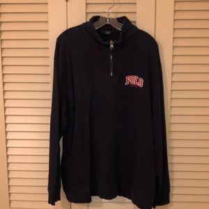 Navy blue men’s XL Polo by Ralph Lauren 1/4 zip pocketed sweatshirt.